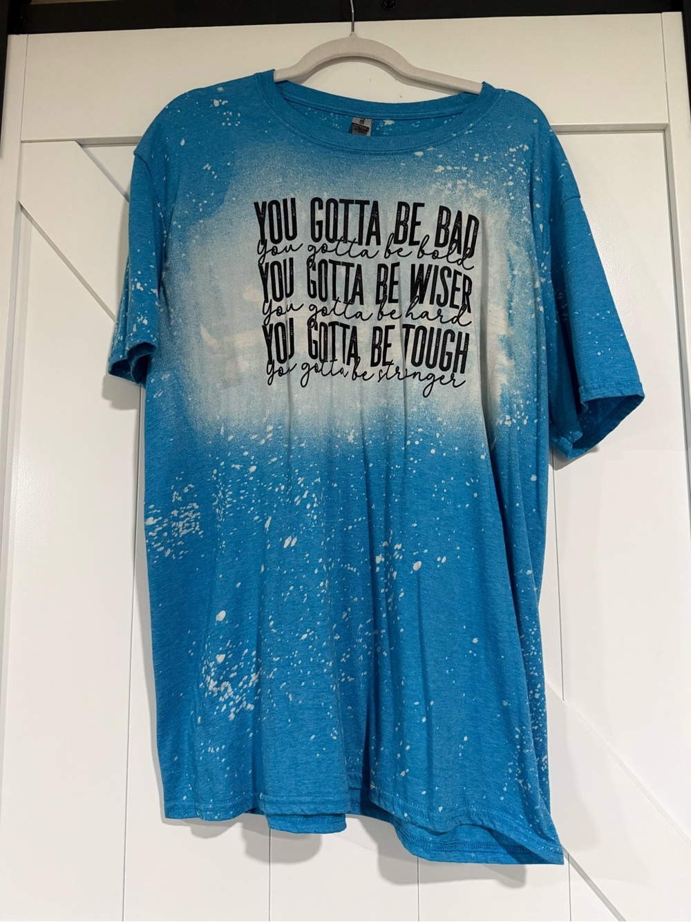 Gildan Blue Graphic Short-Sleeve Tee with Black Motivational Text